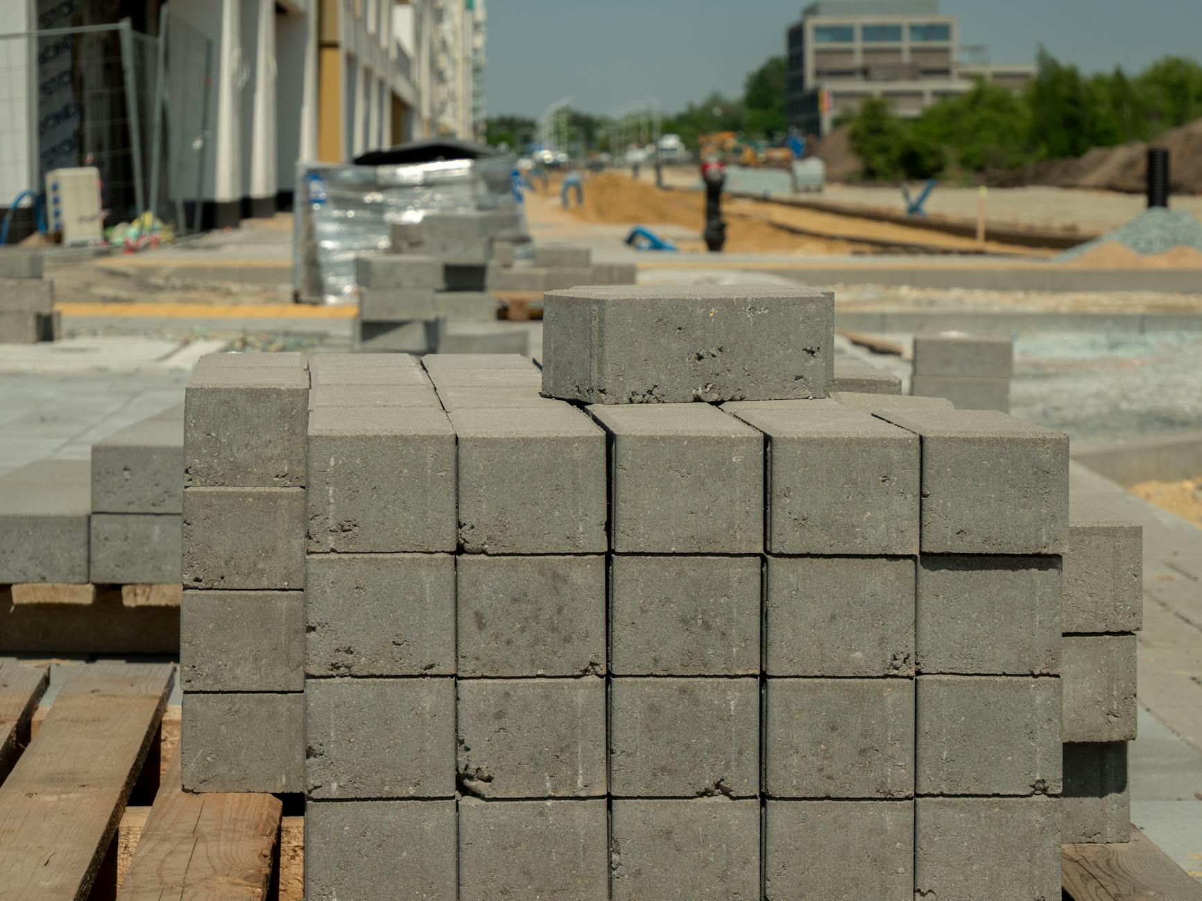 construction site with concrete blocks in wroclaw